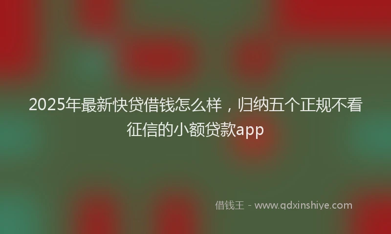 2025年最新快贷借钱怎么样，归纳五个正规不看征信的小额贷款app