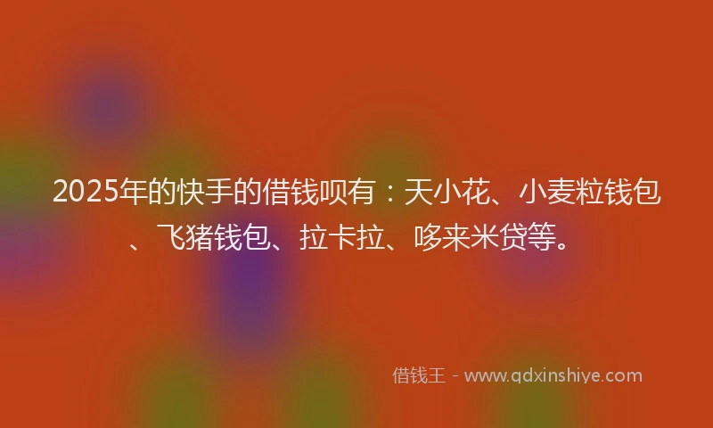 2025年的快手的借钱呗有：天小花、小麦粒钱包、飞猪钱包、拉卡拉、哆来米贷等。