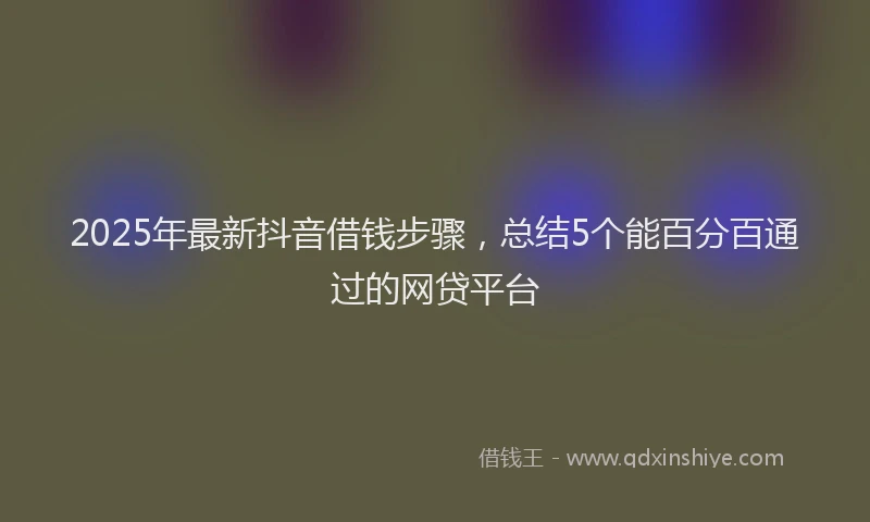 2025年最新抖音借钱步骤，总结5个能百分百通过的网贷平台