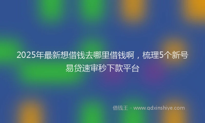 2025年最新想借钱去哪里借钱啊，梳理5个新号易贷速审秒下款平台