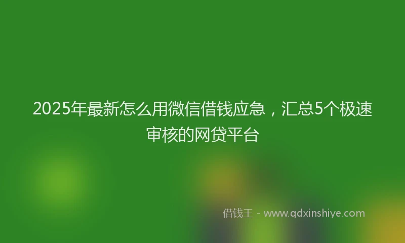 2025年最新怎么用微信借钱应急，汇总5个极速审核的网贷平台