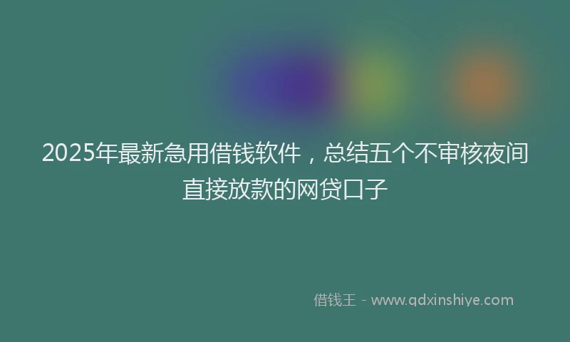 2025年最新急用借钱软件，总结五个不审核夜间直接放款的网贷口子