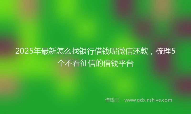 2025年最新怎么找银行借钱呢微信还款，梳理5个不看征信的借钱平台