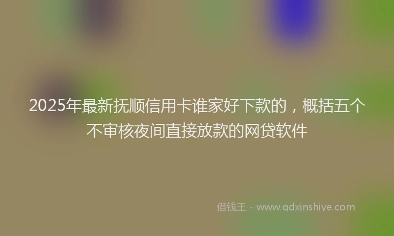 2025年最新抚顺信用卡谁家好下款的，概括五个不审核夜间直接放款的网贷软件