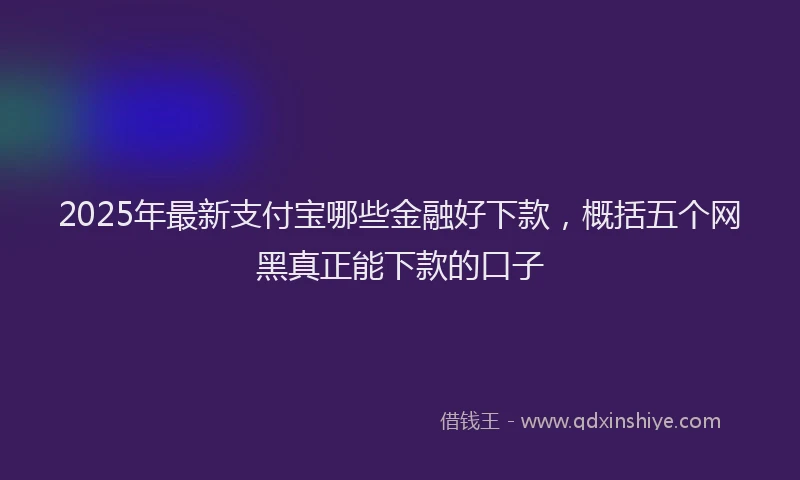 2025年最新支付宝哪些金融好下款，概括五个网黑真正能下款的口子