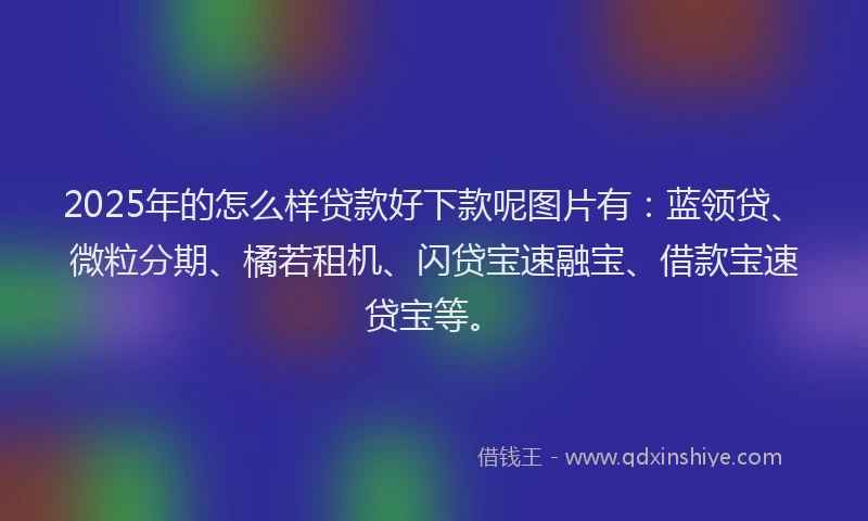 2025年的怎么样贷款好下款呢图片有：蓝领贷、微粒分期、橘若租机、闪贷宝速融宝、借款宝速贷宝等。