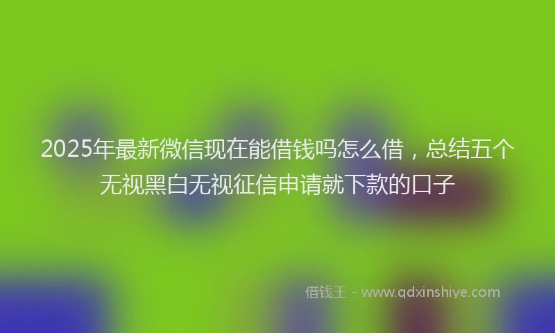 2025年最新微信现在能借钱吗怎么借，总结五个无视黑白无视征信申请就下款的口子