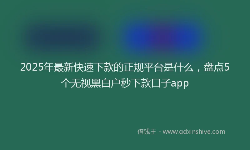 2025年最新快速下款的正规平台是什么，盘点5个无视黑白户秒下款口子app