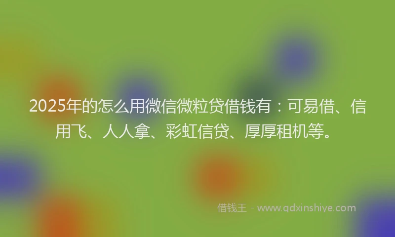 2025年的怎么用微信微粒贷借钱有：可易借、信用飞、人人拿、彩虹信贷、厚厚租机等。