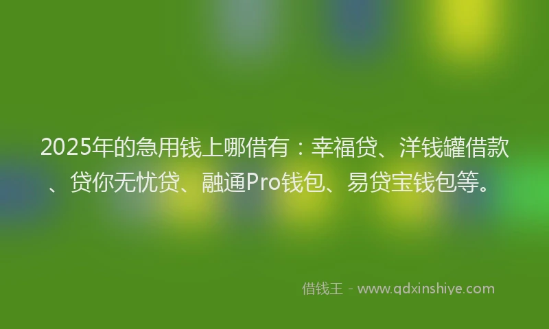 2025年的急用钱上哪借有：幸福贷、洋钱罐借款、贷你无忧贷、融通Pro钱包、易贷宝钱包等。