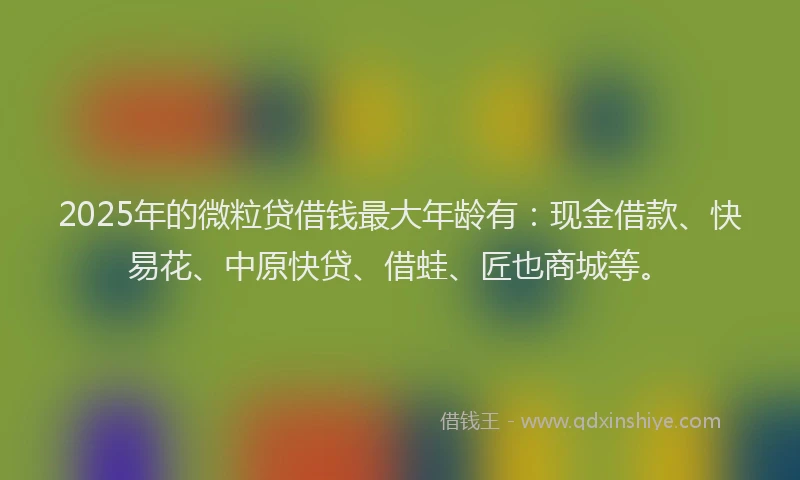 2025年的微粒贷借钱最大年龄有：现金借款、快易花、中原快贷、借蛙、匠也商城等。
