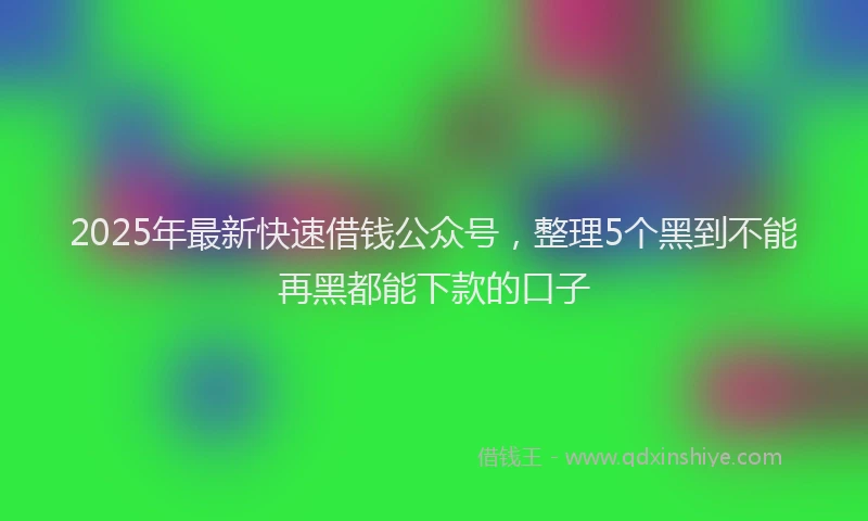 2025年最新快速借钱公众号，整理5个黑到不能再黑都能下款的口子