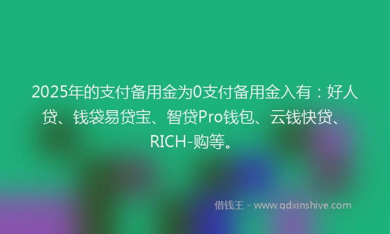 2025年的支付备用金为0支付备用金入有：好人贷、钱袋易贷宝、智贷Pro钱包、云钱快贷、RICH-购等。