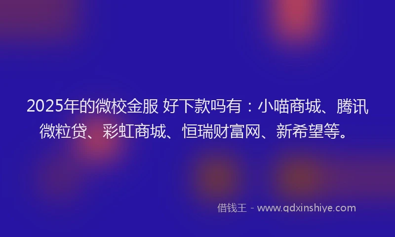 2025年的微校金服 好下款吗有：小喵商城、腾讯微粒贷、彩虹商城、恒瑞财富网、新希望等。
