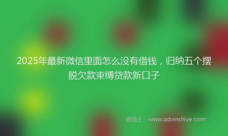 2025年最新微信里面怎么没有借钱，归纳五个摆脱欠款束缚贷款新口子