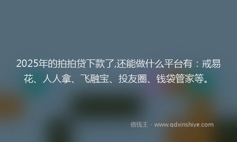 2025年的拍拍贷下款了,还能做什么平台有：戒易花、人人拿、飞融宝、投友圈、钱袋管家等。