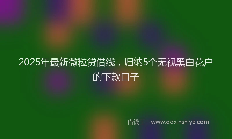 2025年最新微粒贷借线，归纳5个无视黑白花户的下款口子