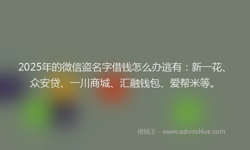 2025年的微信盗名字借钱怎么办逃有：新一花、众安贷、一川商城、汇融钱包、爱帮米等。
