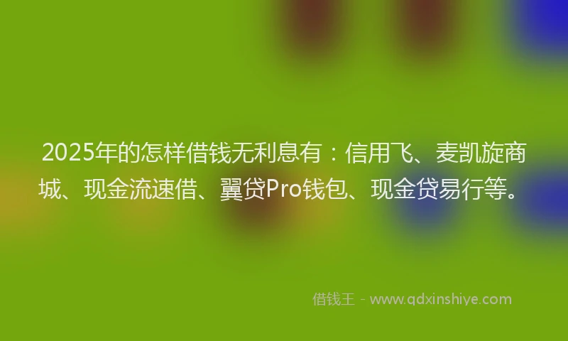 2025年的怎样借钱无利息有：信用飞、麦凯旋商城、现金流速借、翼贷Pro钱包、现金贷易行等。