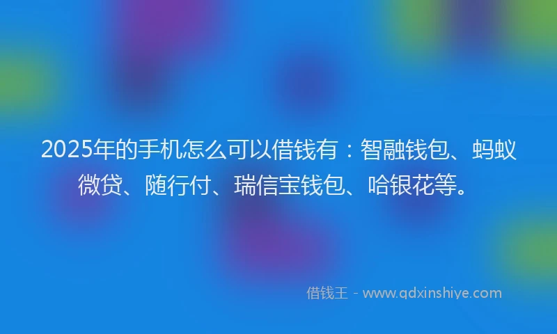 2025年的手机怎么可以借钱有：智融钱包、蚂蚁微贷、随行付、瑞信宝钱包、哈银花等。
