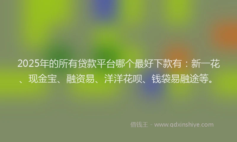 2025年的所有贷款平台哪个最好下款有：新一花、现金宝、融资易、洋洋花呗、钱袋易融途等。