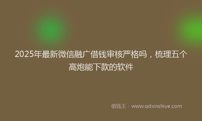 2025年最新微信融广借钱审核严格吗，梳理五个高炮能下款的软件