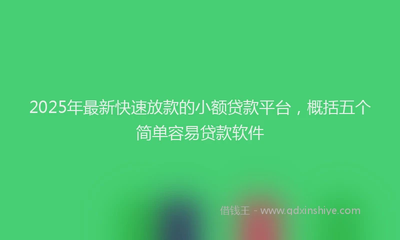2025年最新快速放款的小额贷款平台，概括五个简单容易贷款软件