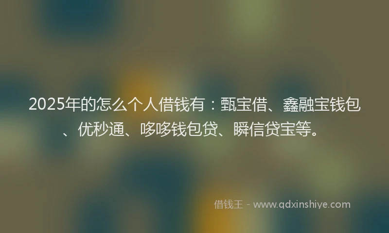 2025年的怎么个人借钱有：甄宝借、鑫融宝钱包、优秒通、哆哆钱包贷、瞬信贷宝等。