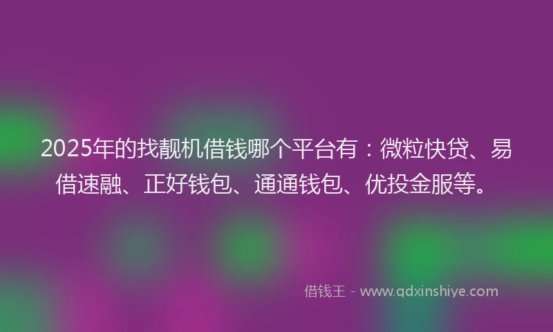 2025年的找靓机借钱哪个平台有：微粒快贷、易借速融、正好钱包、通通钱包、优投金服等。