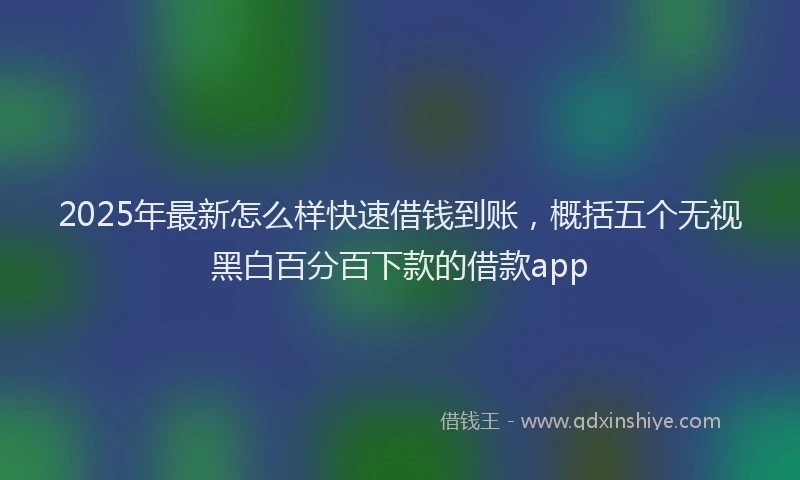2025年最新怎么样快速借钱到账，概括五个无视黑白百分百下款的借款app