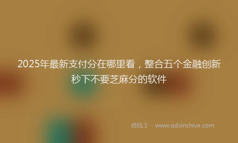 2025年最新支付分在哪里看，整合五个金融创新秒下不要芝麻分的软件