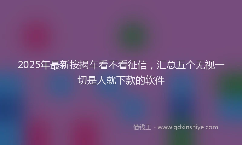 2025年最新按揭车看不看征信，汇总五个无视一切是人就下款的软件
