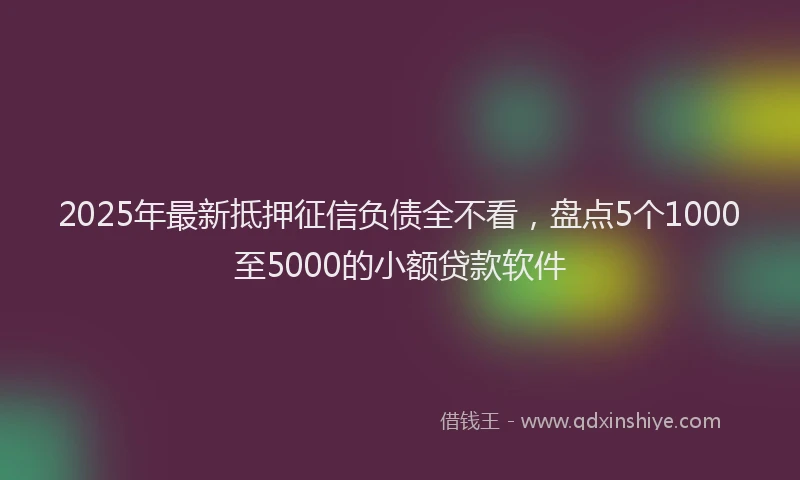 2025年最新抵押征信负债全不看，盘点5个1000至5000的小额贷款软件