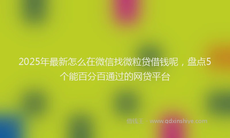 2025年最新怎么在微信找微粒贷借钱呢，盘点5个能百分百通过的网贷平台