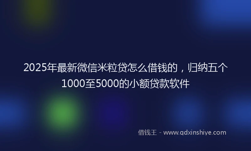 2025年最新微信米粒贷怎么借钱的，归纳五个1000至5000的小额贷款软件