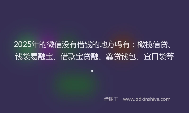 2025年的微信没有借钱的地方吗有：橄榄信贷、钱袋易融宝、借款宝贷融、鑫贷钱包、宜口袋等。