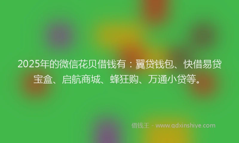 2025年的微信花贝借钱有：翼贷钱包、快借易贷宝盒、启航商城、蜂狂购、万通小贷等。
