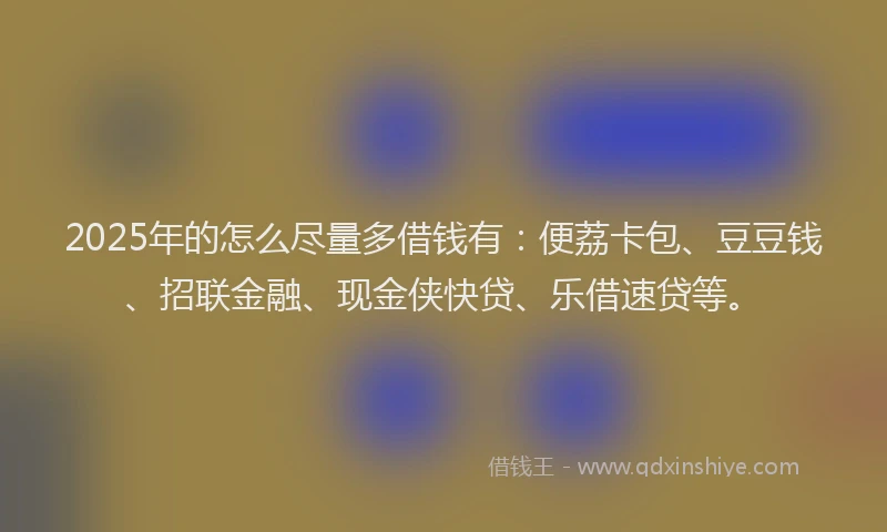2025年的怎么尽量多借钱有：便荔卡包、豆豆钱、招联金融、现金侠快贷、乐借速贷等。
