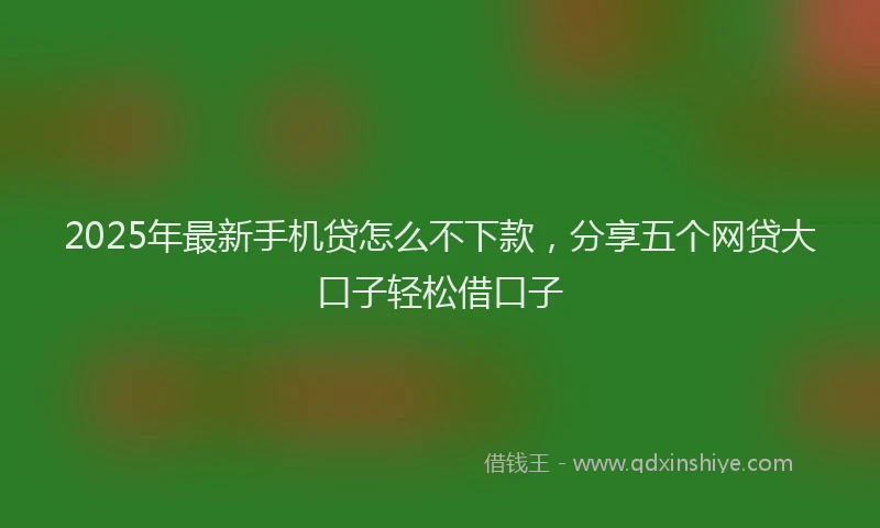 2025年最新手机贷怎么不下款，分享五个网贷大口子轻松借口子