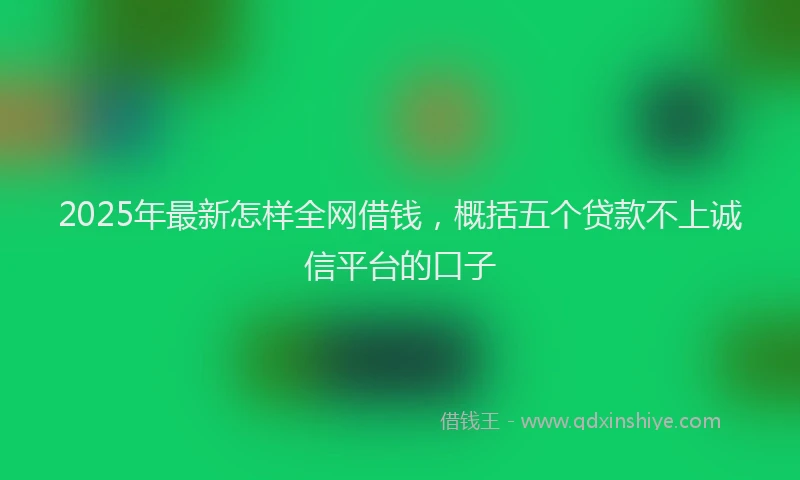 2025年最新怎样全网借钱，概括五个贷款不上诚信平台的口子
