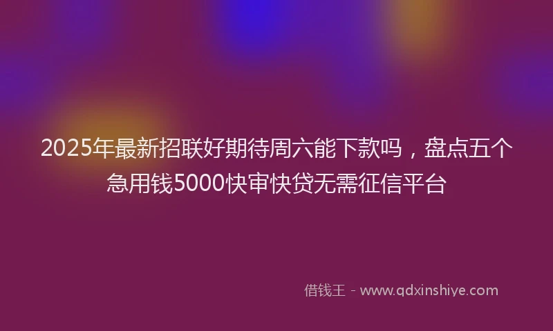 2025年最新招联好期待周六能下款吗，盘点五个急用钱5000快审快贷无需征信平台