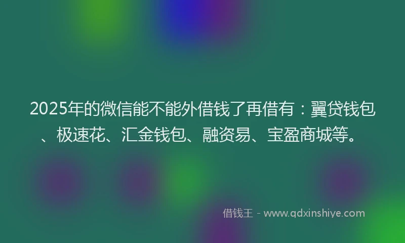 2025年的微信能不能外借钱了再借有：翼贷钱包、极速花、汇金钱包、融资易、宝盈商城等。