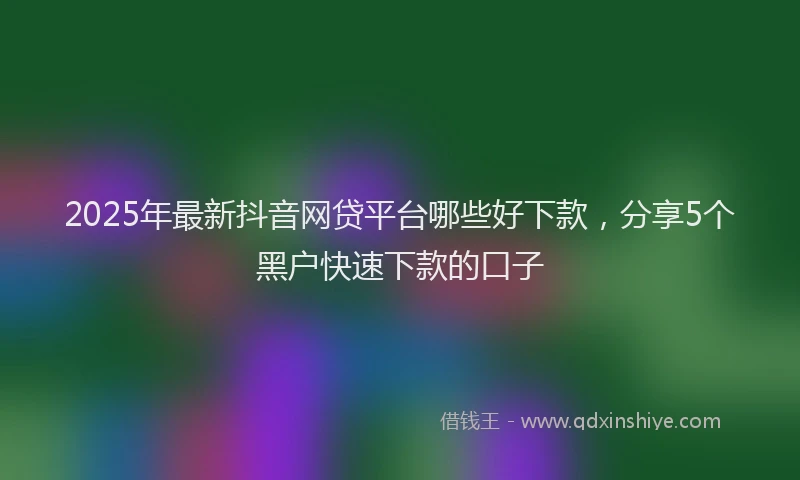 2025年最新抖音网贷平台哪些好下款，分享5个黑户快速下款的口子