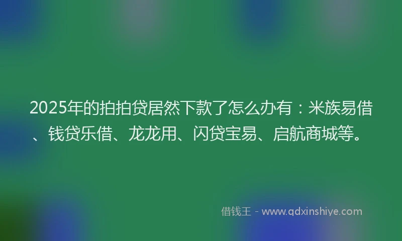 2025年的拍拍贷居然下款了怎么办有：米族易借、钱贷乐借、龙龙用、闪贷宝易、启航商城等。
