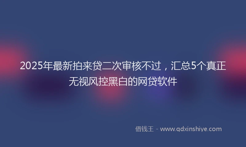 2025年最新拍来贷二次审核不过，汇总5个真正无视风控黑白的网贷软件