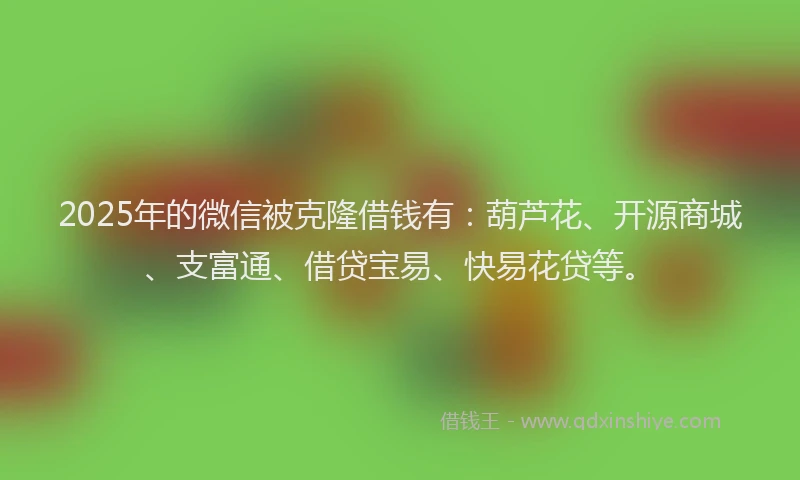 2025年的微信被克隆借钱有：葫芦花、开源商城、支富通、借贷宝易、快易花贷等。