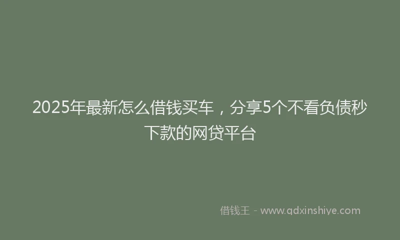 2025年最新怎么借钱买车，分享5个不看负债秒下款的网贷平台