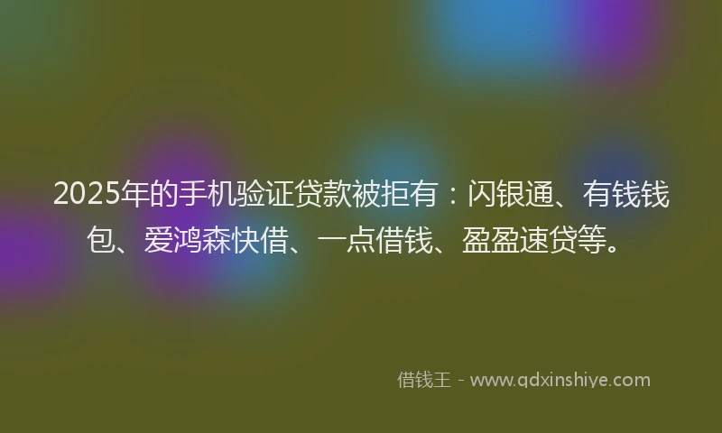 2025年的手机验证贷款被拒有：闪银通、有钱钱包、爱鸿森快借、一点借钱、盈盈速贷等。