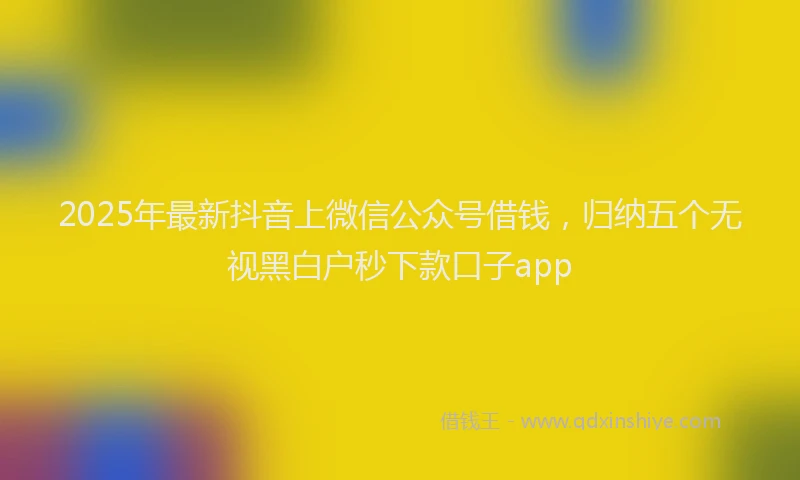 2025年最新抖音上微信公众号借钱，归纳五个无视黑白户秒下款口子app
