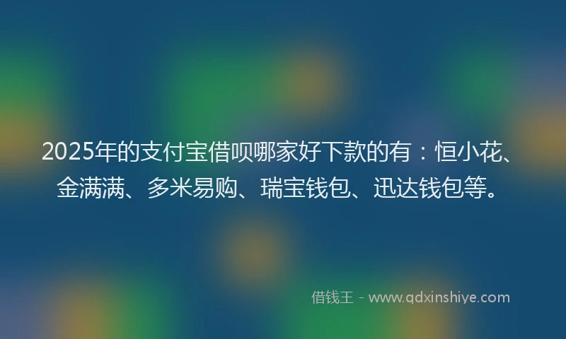 2025年的支付宝借呗哪家好下款的有：恒小花、金满满、多米易购、瑞宝钱包、迅达钱包等。